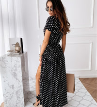 Women Dresses Summer 2021 Fashion Polka Dot Split Boho Dress V-Neck Women Casual Beach Vacation Long Dresses Vestido De Mujer