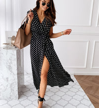 Women Dresses Summer 2021 Fashion Polka Dot Split Boho Dress V-Neck Women Casual Beach Vacation Long Dresses Vestido De Mujer