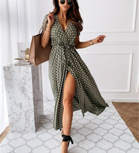 Women Dresses Summer 2021 Fashion Polka Dot Split Boho Dress V-Neck Women Casual Beach Vacation Long Dresses Vestido De Mujer