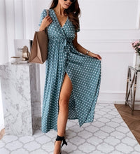 Women Dresses Summer 2021 Fashion Polka Dot Split Boho Dress V-Neck Women Casual Beach Vacation Long Dresses Vestido De Mujer