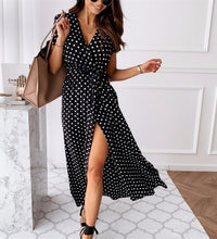 Women Dresses Summer 2021 Fashion Polka Dot Split Boho Dress V-Neck Women Casual Beach Vacation Long Dresses Vestido De Mujer