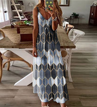 Women Casual Printed Long Dresses Summer Sleeveless V-Neck Camisole A-Line Camisole Maxi Dress Ladies Party Dress Plus Size 5XL