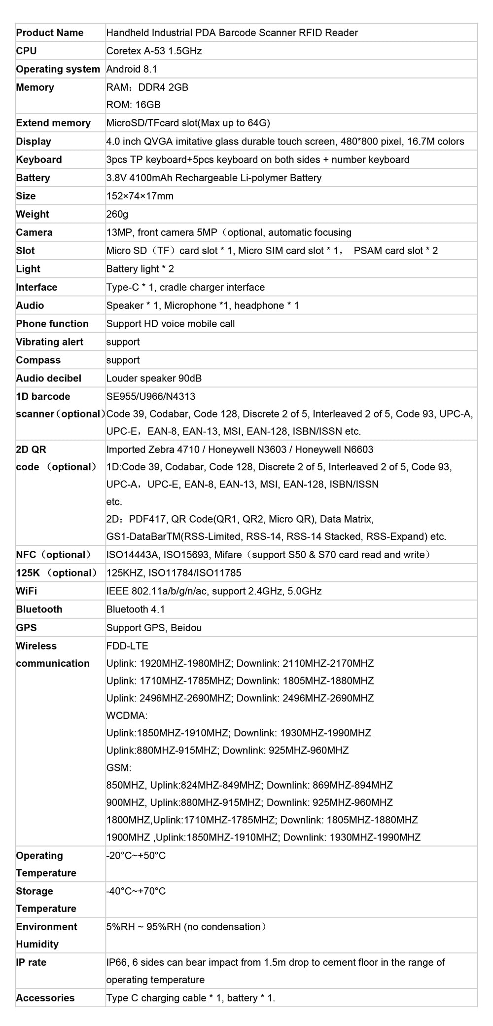 CARIBE Data Collector Rugged PDA Wireless 1D 2D Barcode Reader Android Mobile Phone Rugged Waterproof
