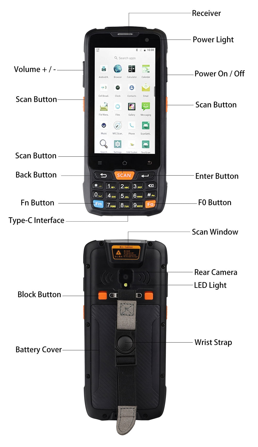 CARIBE Data Collector Rugged PDA Wireless 1D 2D Barcode Reader Android Mobile Phone Rugged Waterproof