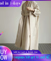 Black Loose Casual Dress Japanese-Style Simple Long-Sleeved Hedging Temperament College Female V-Neck Maxi 2021 New