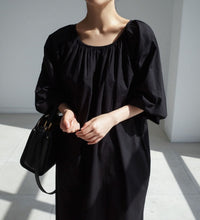 Black Loose Casual Dress Japanese-Style Simple Long-Sleeved Hedging Temperament College Female V-Neck Maxi 2021 New