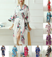 Lady Sexy Costumes Japanese Kimono Yukata Dress With Belt Satin Silk Cardigan Pajamas Sleepwear Woman Smooth Bathing Robe Gown