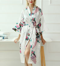 Lady Sexy Costumes Japanese Kimono Yukata Dress With Belt Satin Silk Cardigan Pajamas Sleepwear Woman Smooth Bathing Robe Gown