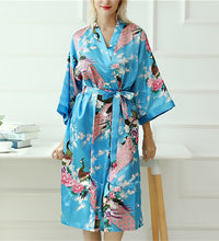 Lady Sexy Costumes Japanese Kimono Yukata Dress With Belt Satin Silk Cardigan Pajamas Sleepwear Woman Smooth Bathing Robe Gown