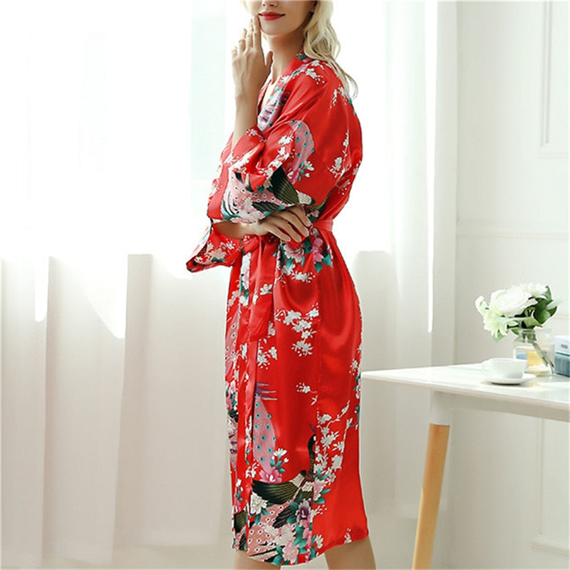 Kimono Red Robe Single Tone – Apheafashion