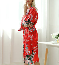 Lady Sexy Costumes Japanese Kimono Yukata Dress With Belt Satin Silk Cardigan Pajamas Sleepwear Woman Smooth Bathing Robe Gown