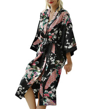 Lady Sexy Costumes Japanese Kimono Yukata Dress With Belt Satin Silk Cardigan Pajamas Sleepwear Woman Smooth Bathing Robe Gown