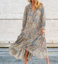 Women Floral Print Spring Casual Dress V-neck Long Sleeve Long Dress 2021 Fashion Female Elegant Boho Summer Dresses Vestido 3XL