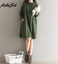 Plaid Cotton Dress 2018 Spring  Long Sleeve Shirt - astore.in